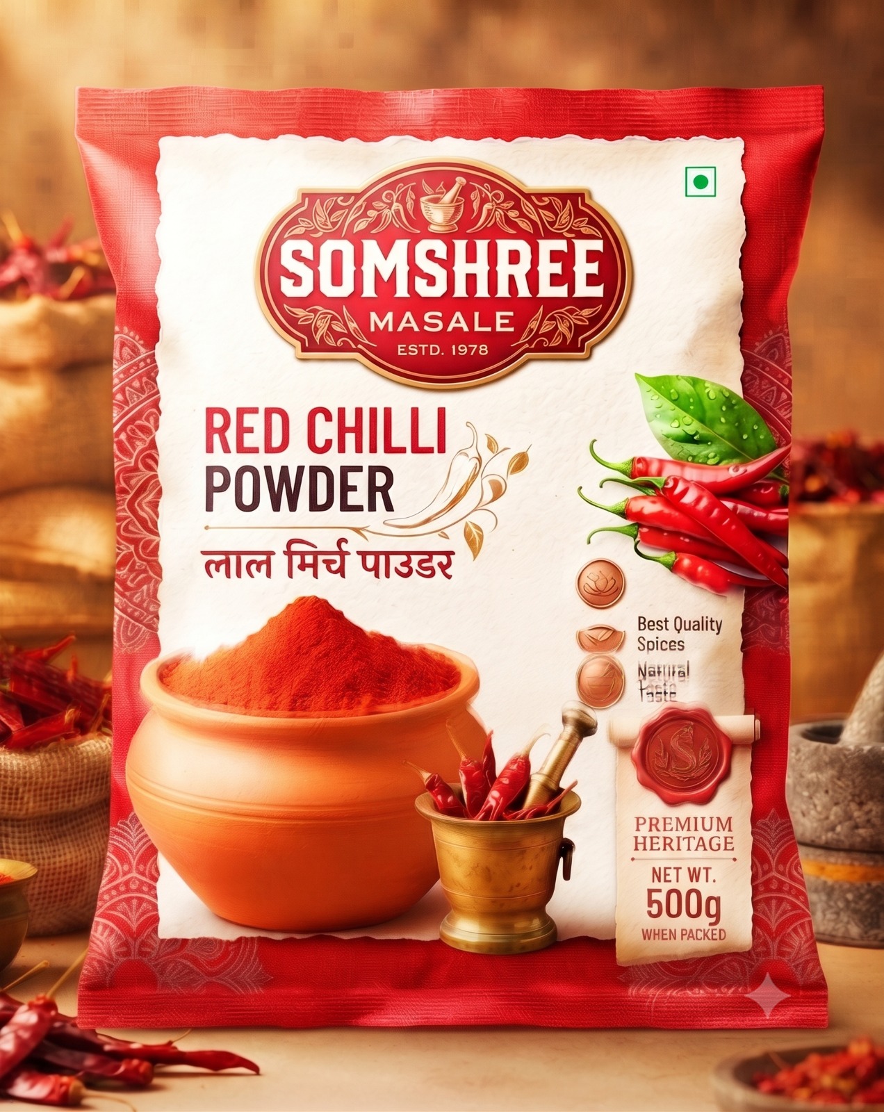 SomShree Red Chilli Powder Lal Mirch Packet